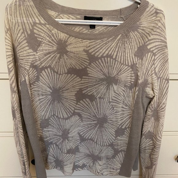 J.Crew Linen Sweater in Grey Floral Pattern, Size Small - Picture 4 of 4